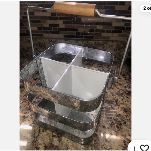 NWT Galvanized Metal Organizer wine bottle carrier with White metal Dividers - Picture 1 of 7